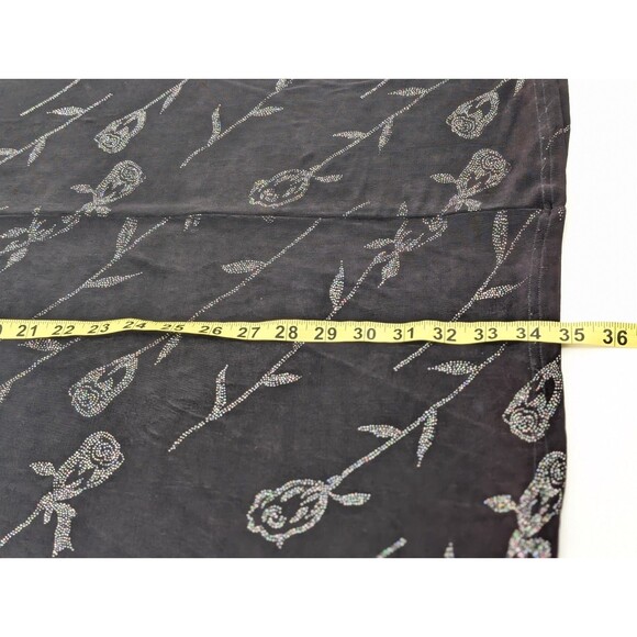 Molly Malloy Evening Vintage 90s Black Rhinestone Roses Midi Dress Size Large - Picture 12 of 12